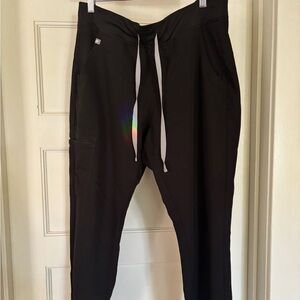 figs skinny high waisted black scrubs pants L
